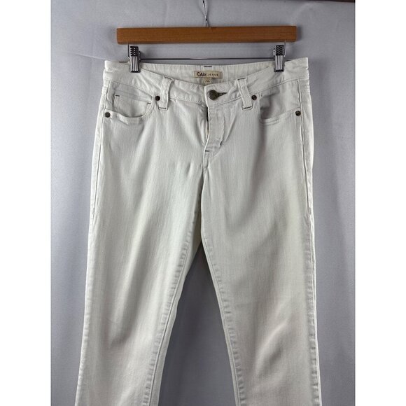 Cabi White Denim Jeans Womens Size 6 Embroidered Back Pockets Slim Fit - Picture 1 of 6